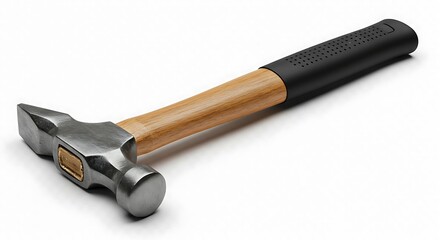 Realistic hammer tool, isolated object, transparent background, high quality, studio lighting, product catalog style
