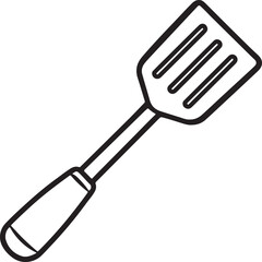 spatula line art, black outline, vector and illustration, coloring book page line art drawing