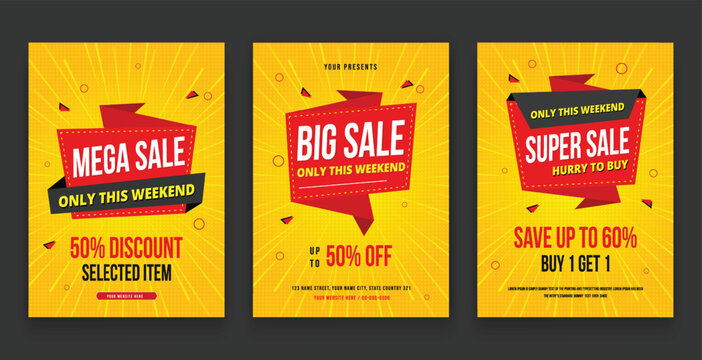 Sale Flyer Template. A sale sign that says discount sale, sales marketing poster template, Special offer festive discount