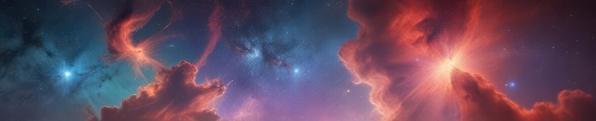 Brilliant starfield, vibrant nebula clouds, cosmic dust,  color,  illustration