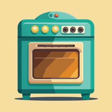 Modern gas stove, multi-function stove with oven vector illustration	