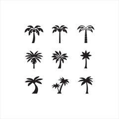 Palm Tree Silhouette Icon Set