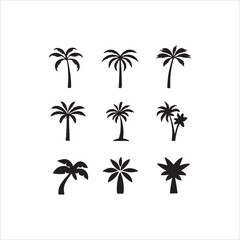 Palm Tree Silhouette Icon Set