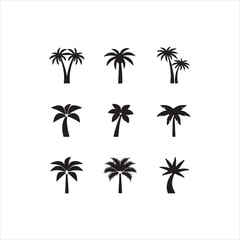 Palm Tree Silhouette Icon Set