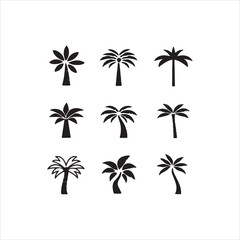 Palm Tree Silhouette Icon Set