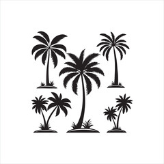 Obraz premium Palm Tree Silhouette Icon Set