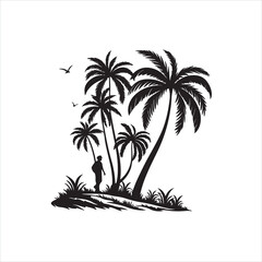 Palm Tree Silhouette Icon Set