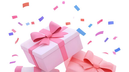 Pink Gift Boxes With Bows And Confetti Illustration