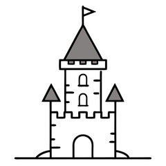 Obraz premium Castle Tower Outline Coloring Book Page Line Art