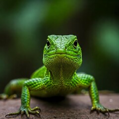 Fototapeta premium green lizard on a branch