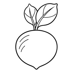 Radishes Vegetable Outline Coloring Book Page Line Art"