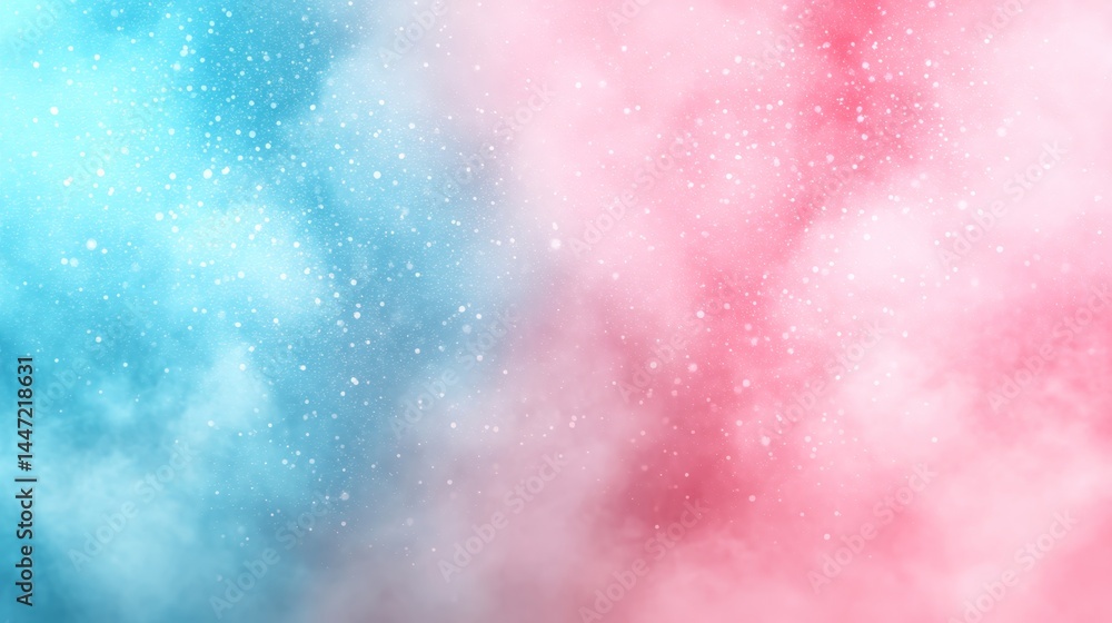 Poster A soft-focus close-up features a dreamy blend of light blue and pale pink bokeh, creating an abstract background with gentle light spots