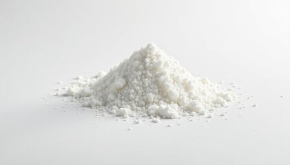 Crystalline sugar granules against pure white backdrop, background, baking