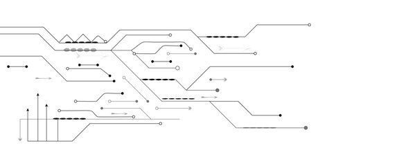 Abstract grey circuit line technology pattern on white background, futuristic vector illustration of digital circuitry design for tech backgrounds	