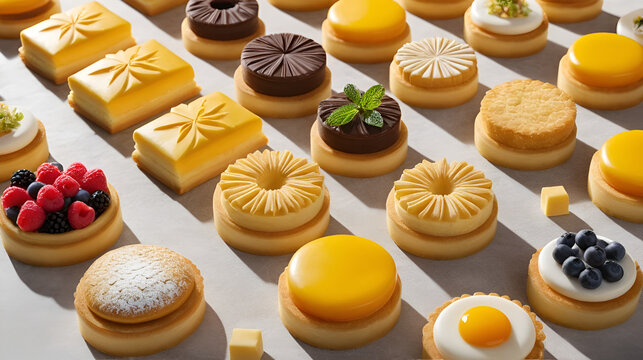 Showcase Particle Pastry's excellence through a high-angle view, emphasizing its uniqueness and superior quality to outshine competitors.