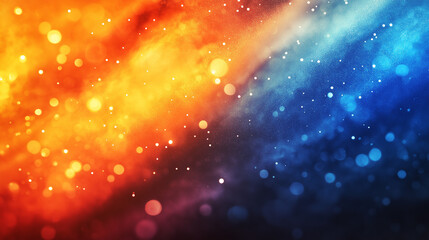 Obraz premium Blurred background with blue, orange, and red bokeh lights