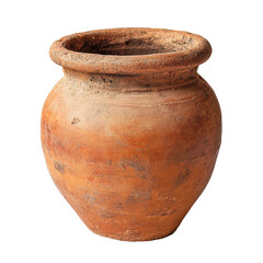 Vintage clay pot displayed on a Transparent background highlighting its rustic texture and forms, Old clay pot on isolated on PNG background