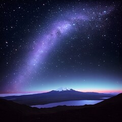 Obraz premium Majestic Mountain Peak Under a Starry Night Sky with the Milky Way Galaxy