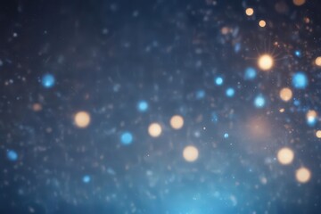 Obraz premium Abstract dreamy blue bokeh, soft focus, glowing particles, lens flare, night
