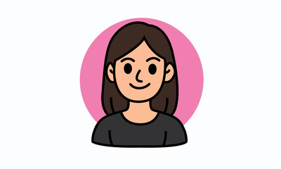 Profile Picture girl vector illustration full color flat design with circle background