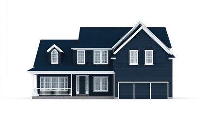 Elegant Two-Story House Architectural Design: 3D Model of a Luxurious Home