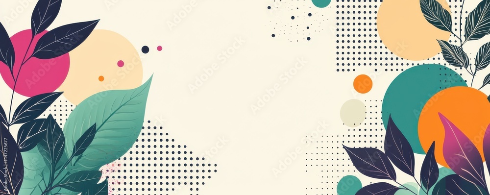 Poster abstract poster design featuring geometric patterns and botanical elements in modern style