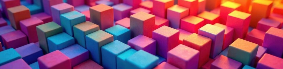 Obraz premium Random Shaped Cube Blocks Wallpaper, cube blocks, wallpaper, random shapes