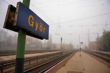 Gyor, Hungary - November 11, 2024: Main Railway Hub of Gyor City