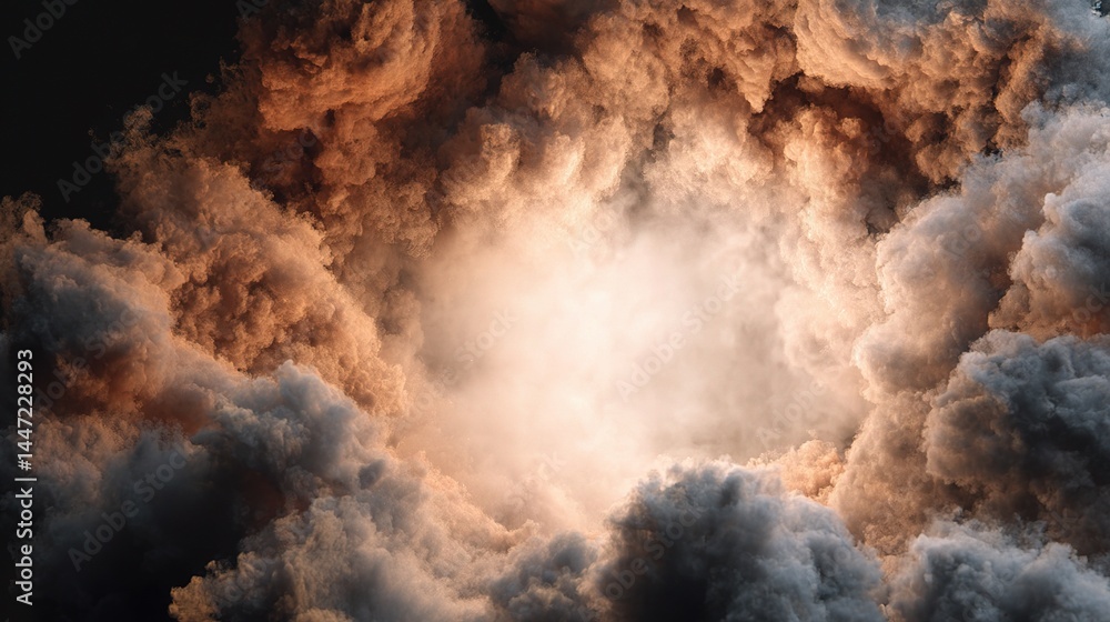 Poster realistic explosion of smoke in an empty space background