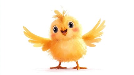 Joyful baby chick embraces the world