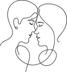 Elegant kissing couple in continuous line art representing passion tenderness and romantic unity through creative minimal strokes and artistic flow