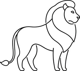 Majestic lion illustrated in continuous line art style representing courage strength and regal presence in a clean artistic minimalist outline format