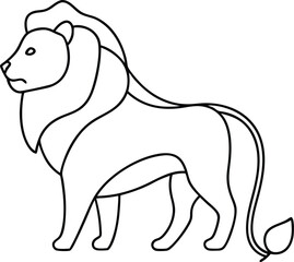 Powerful lion drawn in continuous line art capturing wild authority leadership and natural majesty with flowing clean strokes for bold expressive visuals