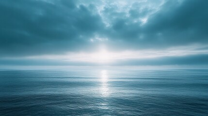 Fototapeta premium Ocean Serenity: A Tranquil Seascape Under a Teal Sky