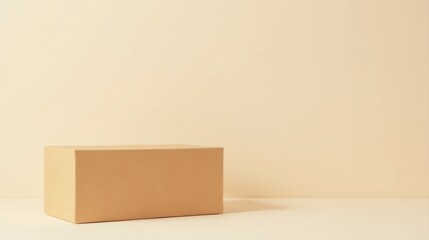 A Simple Beige Box on a Pale Surface with Ample Copy Space