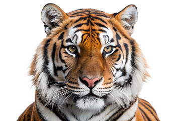 Naklejka premium Close up portrait of a majestic bengal feline predator face isolated on transparent background.