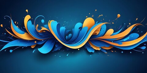 Obraz premium Blue and orange line with splashes of color