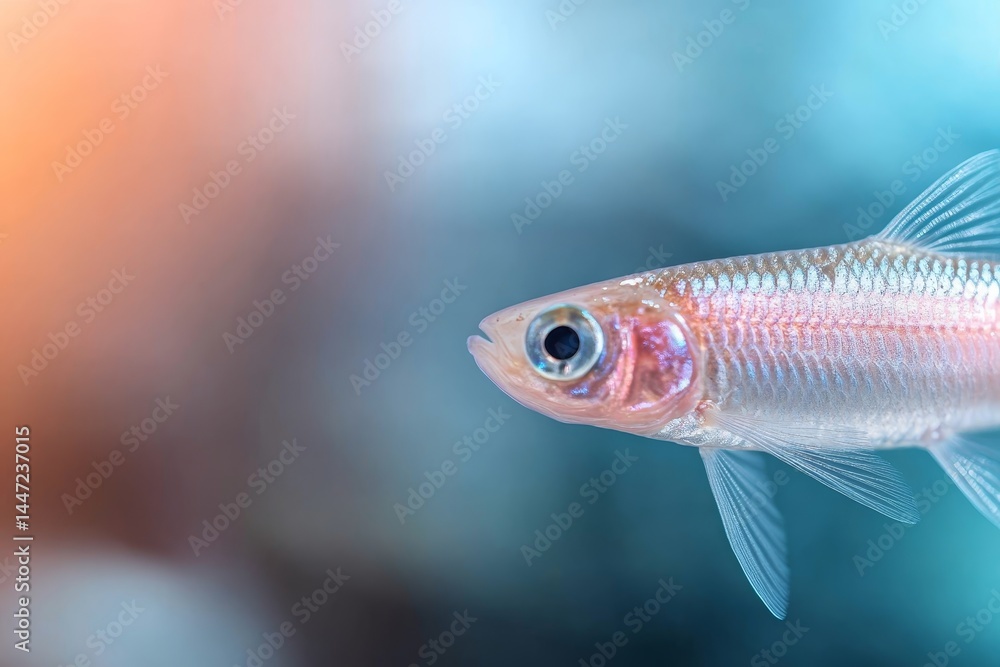 Aufkleber a shimmering fish glides effortlessly, reflecting light in turquoise and silver tones while the soft