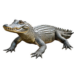 Fototapeta premium Crocodile on a Transparent background showcasing detailed skin texture and posture, Crocodile isolated on PNG background