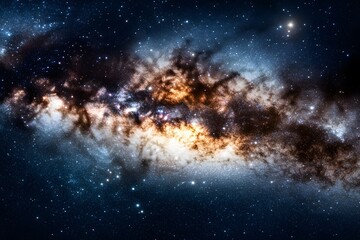 Stunning cosmic nebula image showcasing a vibrant galaxy with swirling clouds of gas and dust among countless stars