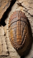 Ancient trilobite fossil encased in sedimentary rock , ancient world, ancient