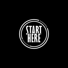 Start here button icon isolated on black background