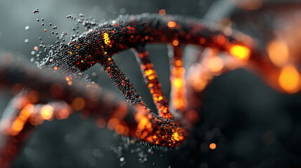 Abstract 3D Representation of DNA Helix with Glowing Particles