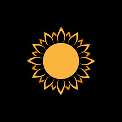 Fototapeta premium Sunflower symbol icon isolated on black background