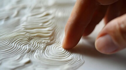 A finger tracing a pattern on a white surface