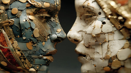 Abstract Artistic Faces Merging with Textures and Colors in Close-Up