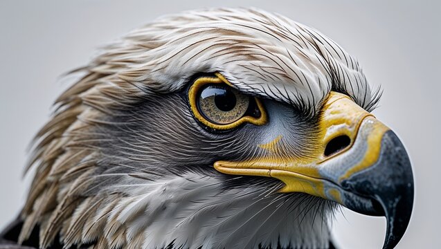 Close-Up Portrait of a Bald Eagle with Intense Gaze and Sharp Beak - Powered by Adobe