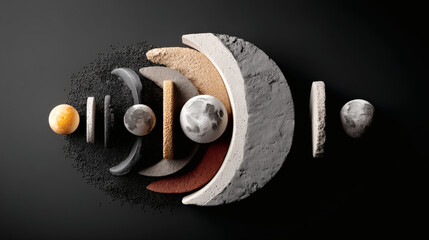 Abstract Geometric Arrangement of Various Textured Elements and Shapes