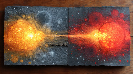 Abstract Illustration of Cosmic Interaction in Bright Colors