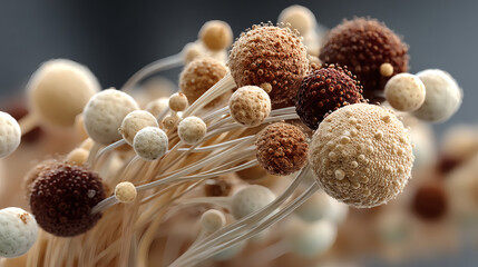 Abstract illustration of varying organic shapes in soft tones and textures